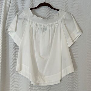 J. Crew White Off-Shoulder Blouse